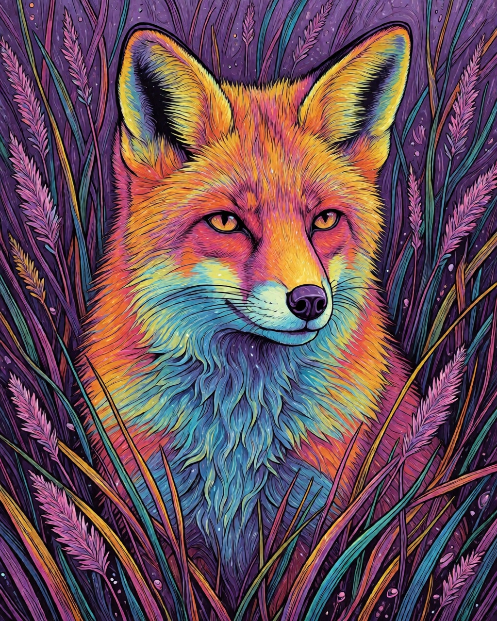 a red fox in tall grass