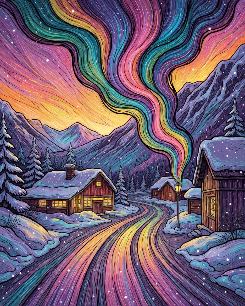 a snowy mountain village