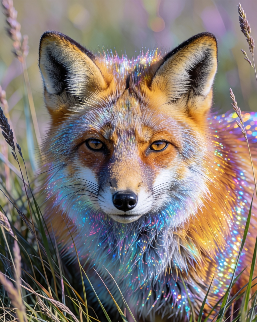 a red fox in tall grass