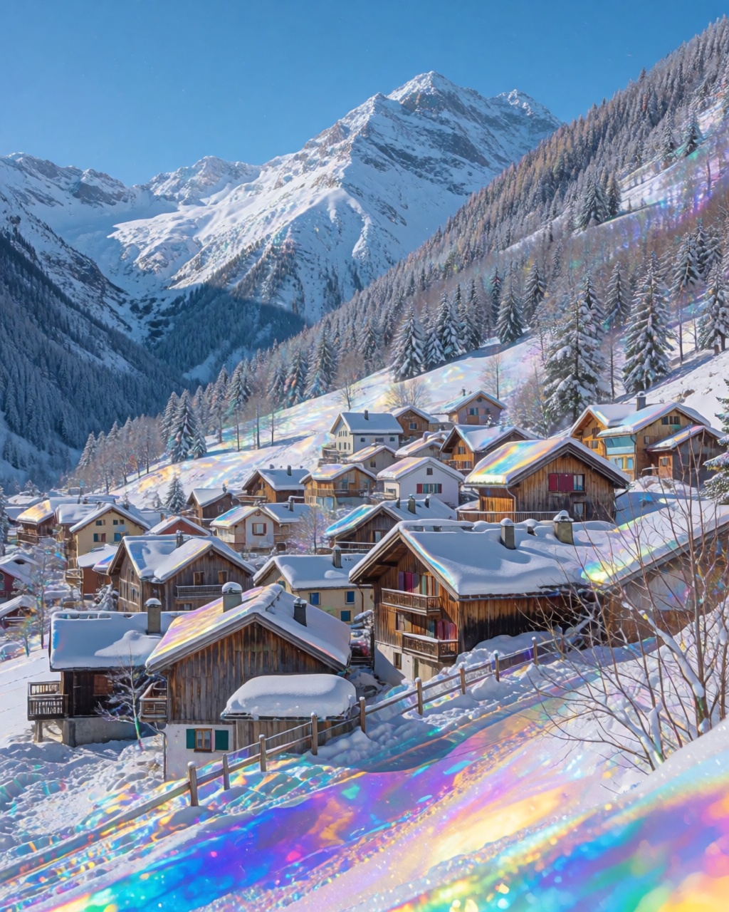 a snowy mountain village