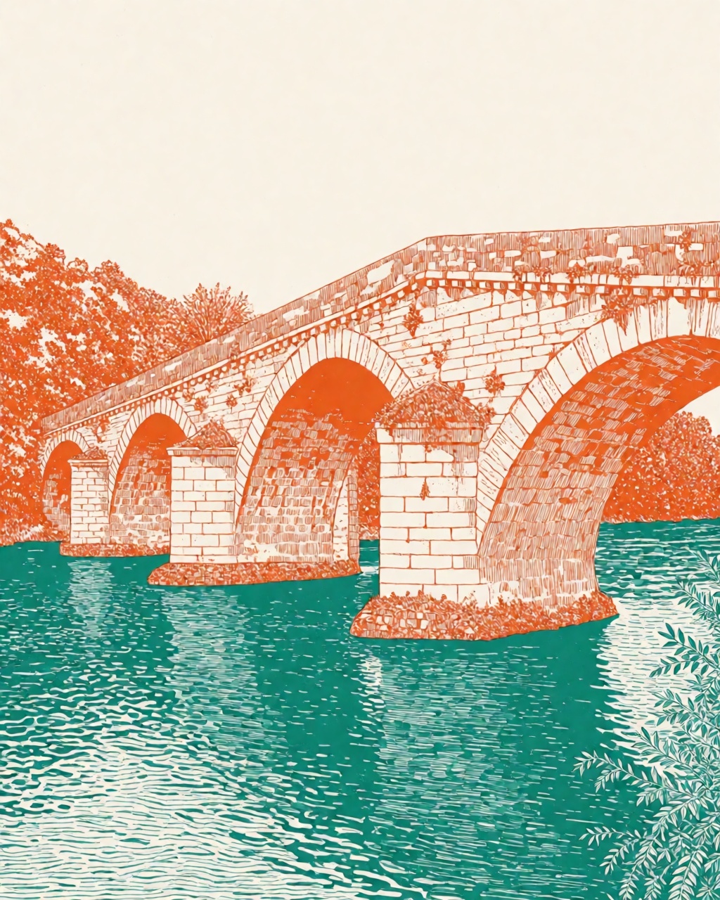 an old stone bridge over a river