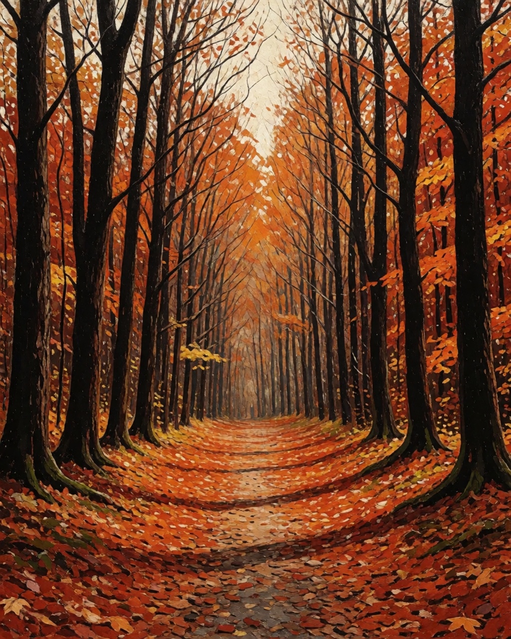 a quiet forest path in autumn