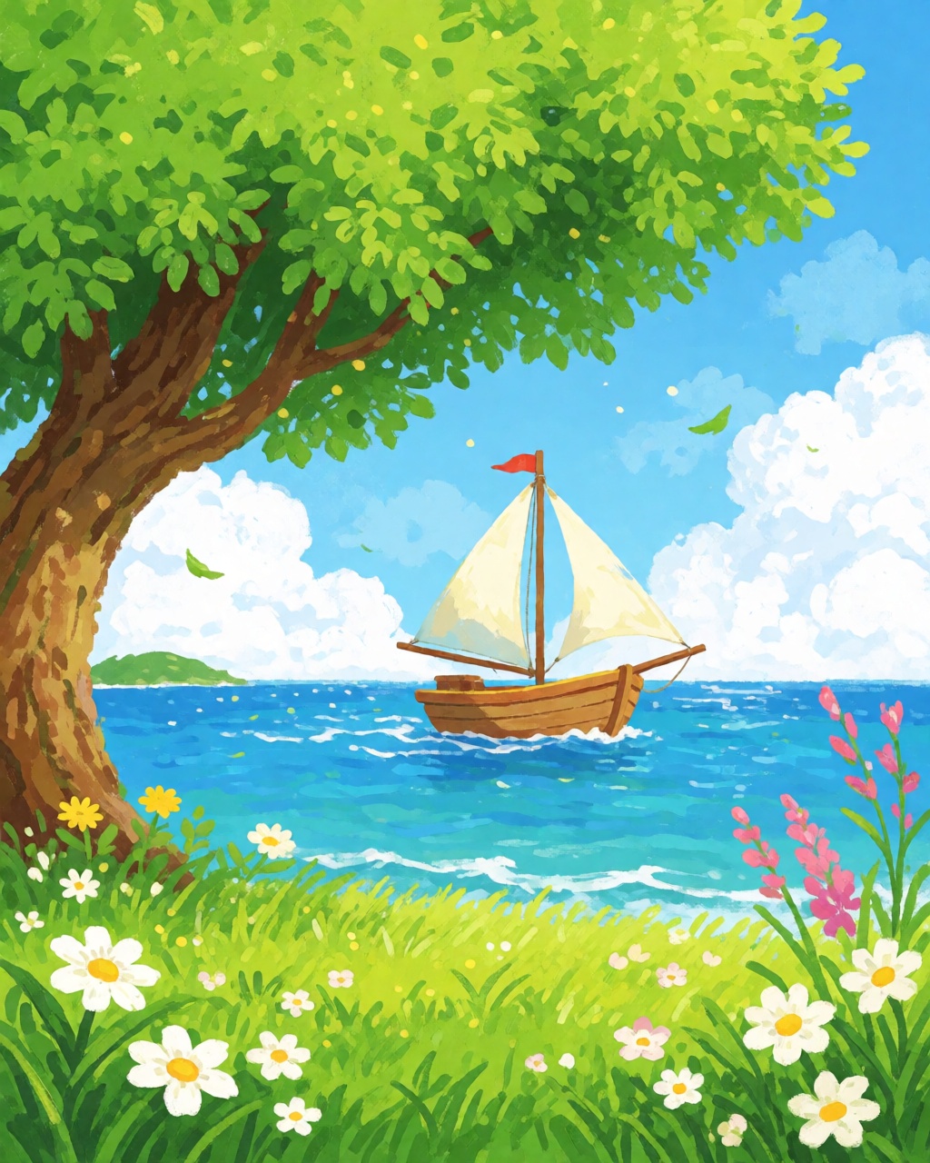 a sailboat on a calm sea