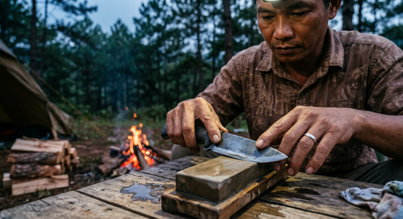 Cách mài dao cắm trại bằng đá mài - kỹ thuật bảo dưỡng dao đúng cách - ProCamping.vn