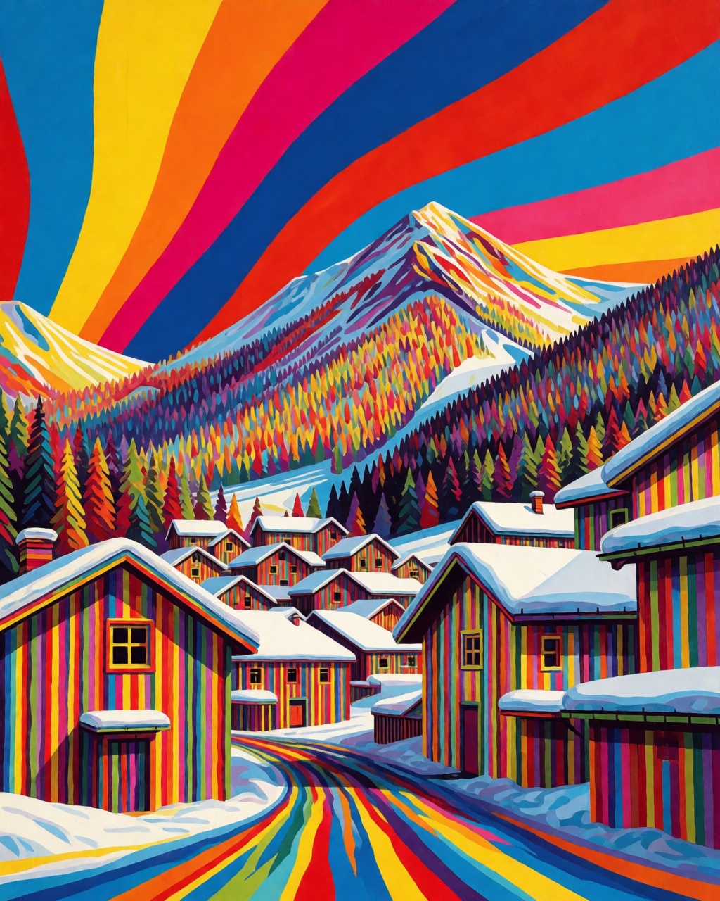 a snowy mountain village