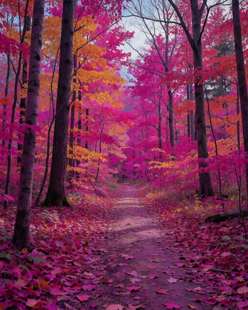 a quiet forest path in autumn
