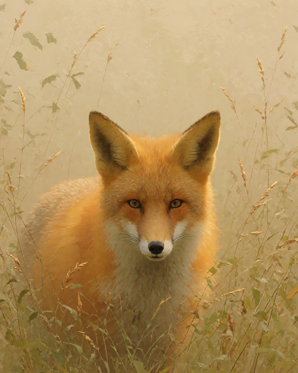 a red fox in tall grass