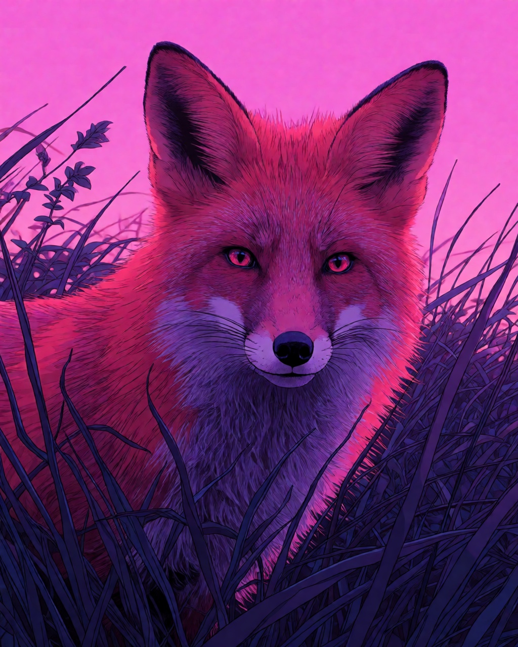 a red fox in tall grass