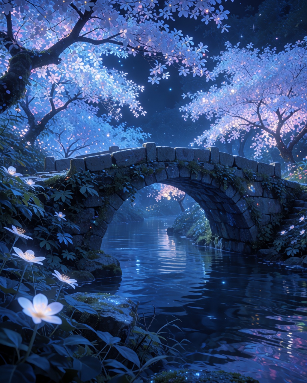 an old stone bridge over a river