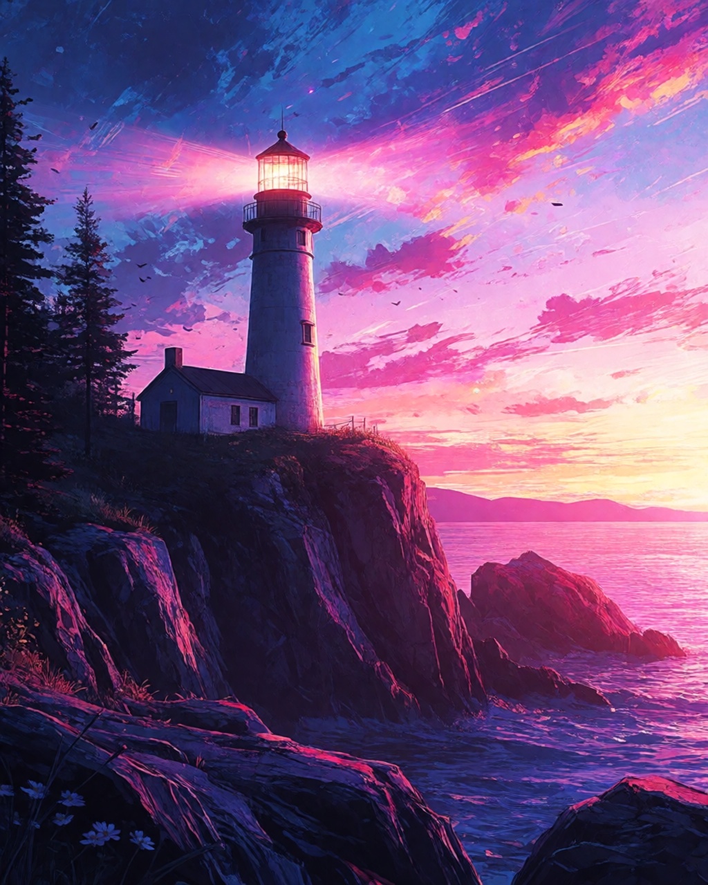 a lighthouse on a rocky cliff