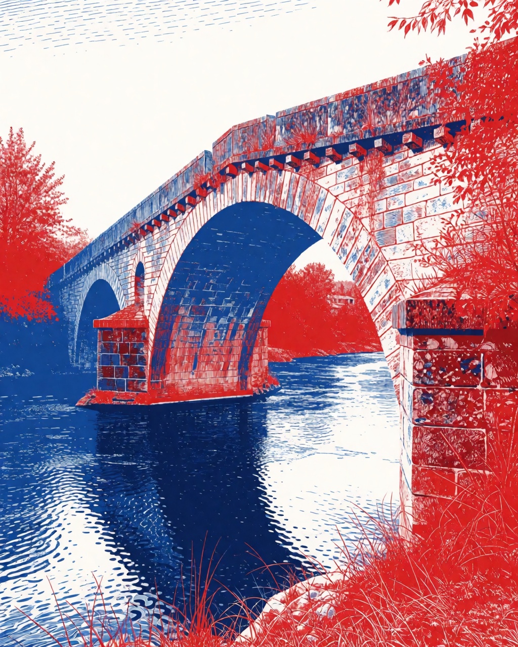 an old stone bridge over a river