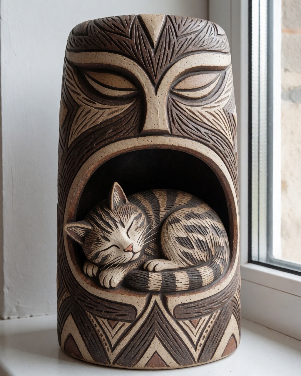a cat asleep on a windowsill