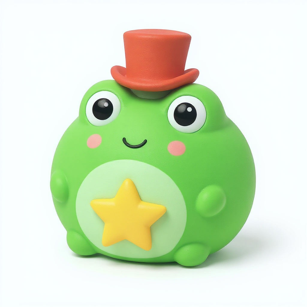 Bibo — Bibo is a soft, rounded squishy friend topped with a tiny red hat and cheerful yellow star.