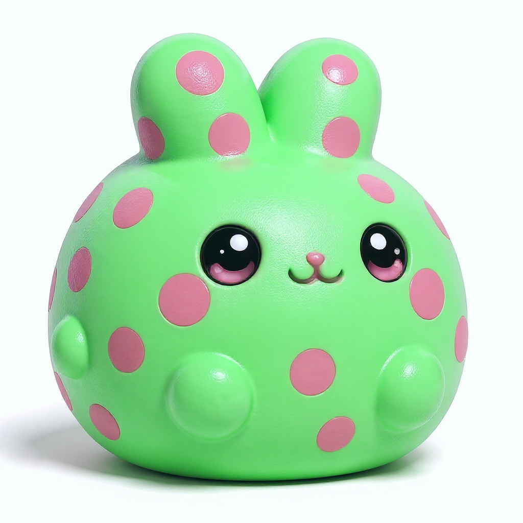 Polka Puff — Polka Puff is a soft, rounded squishy with cheerful mint-green dots and adorable little ears for endless cuddles.