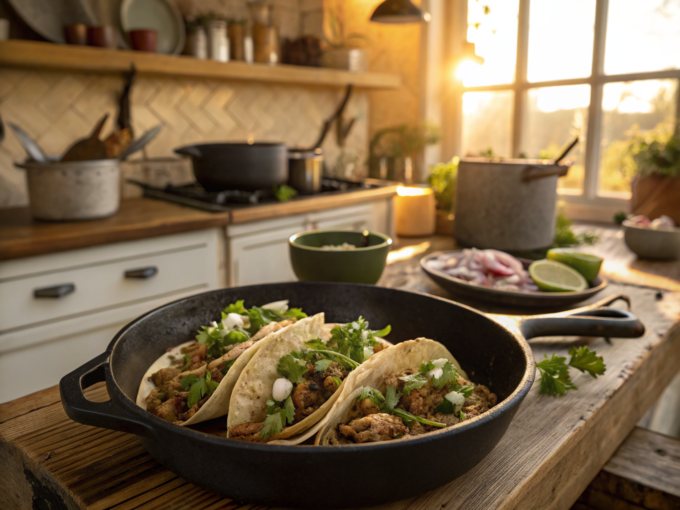Charred salsa verde braised chicken tacos