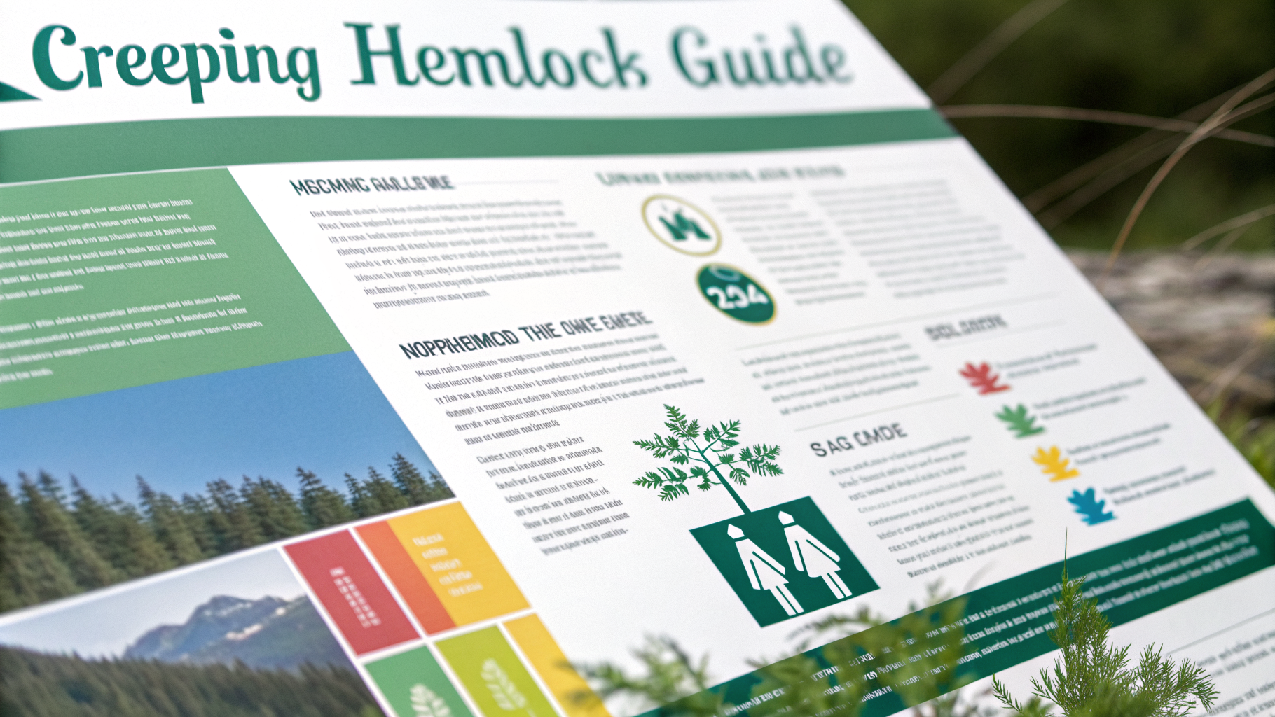 Professional infographic explaining creeping hemlock guide