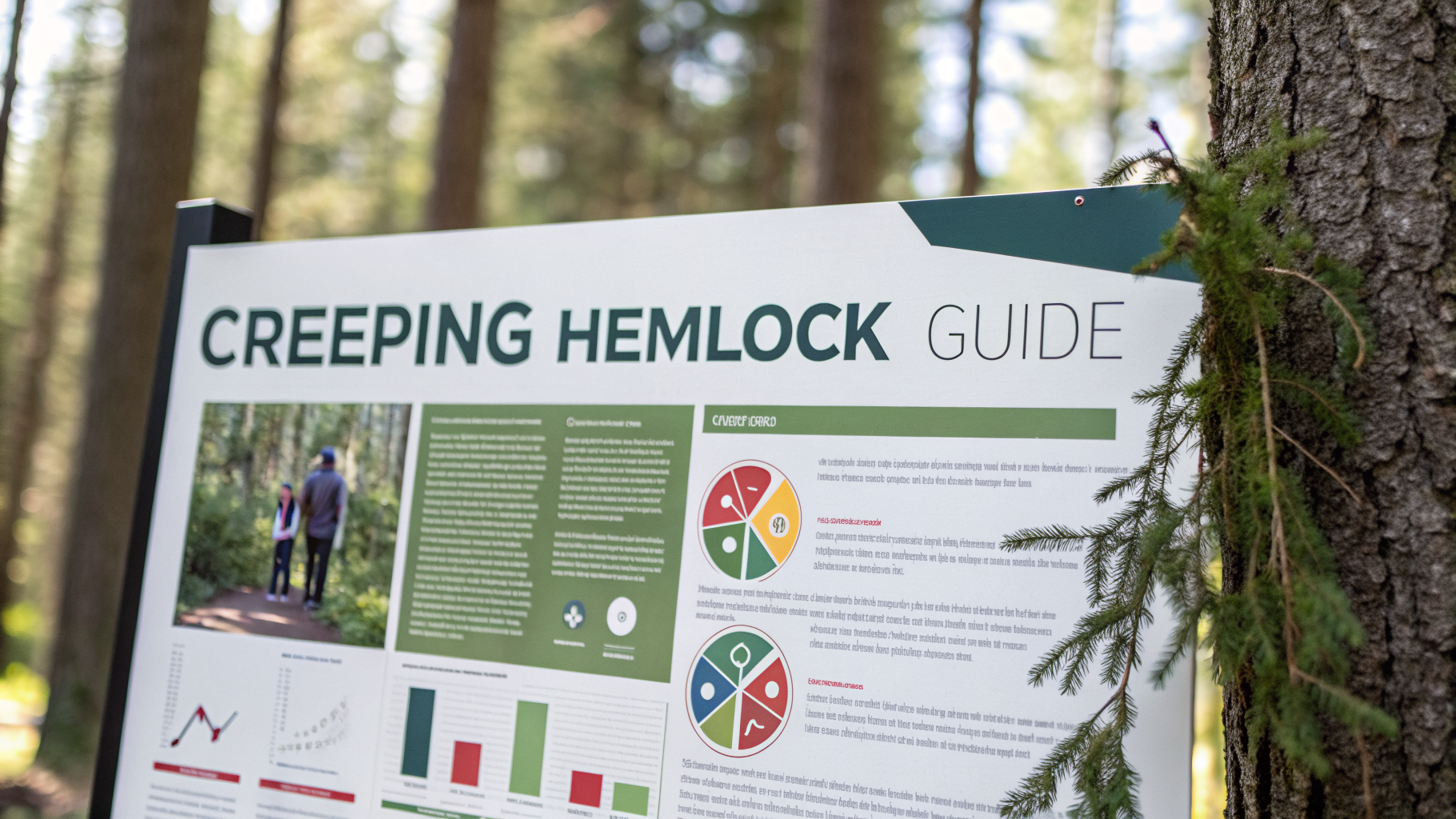 Professional infographic explaining creeping hemlock guide