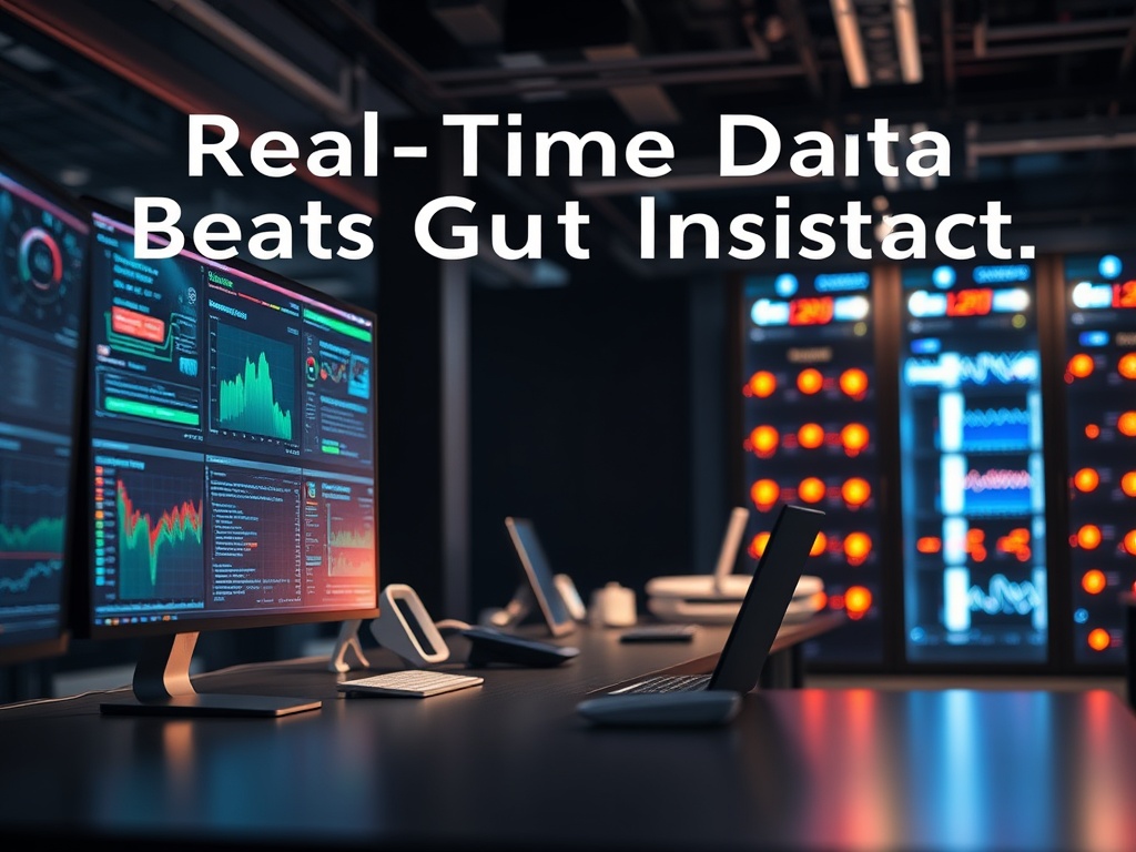 Illustration of AI analyzing real-time data to outperform gut instinct in business decision-making