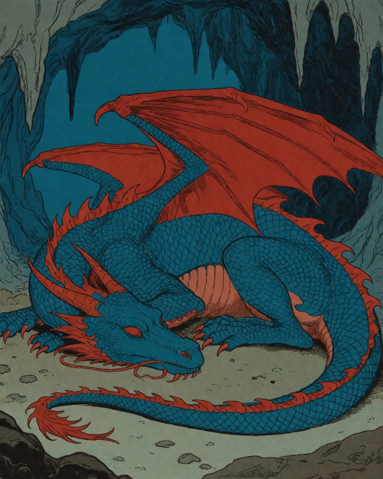 Edwardian Chromolithograph Blue Crimson