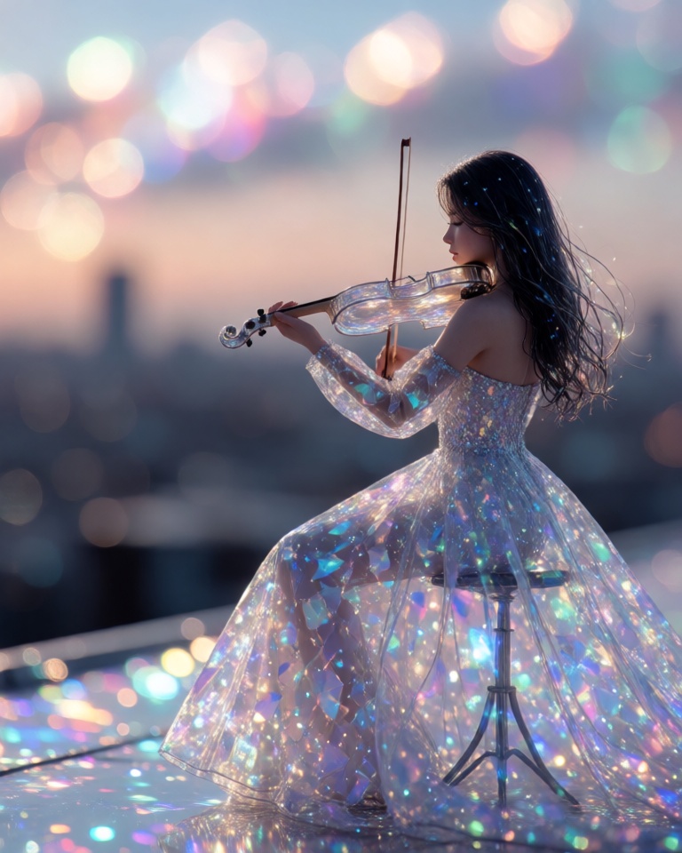 iridescent crystal bokeh style