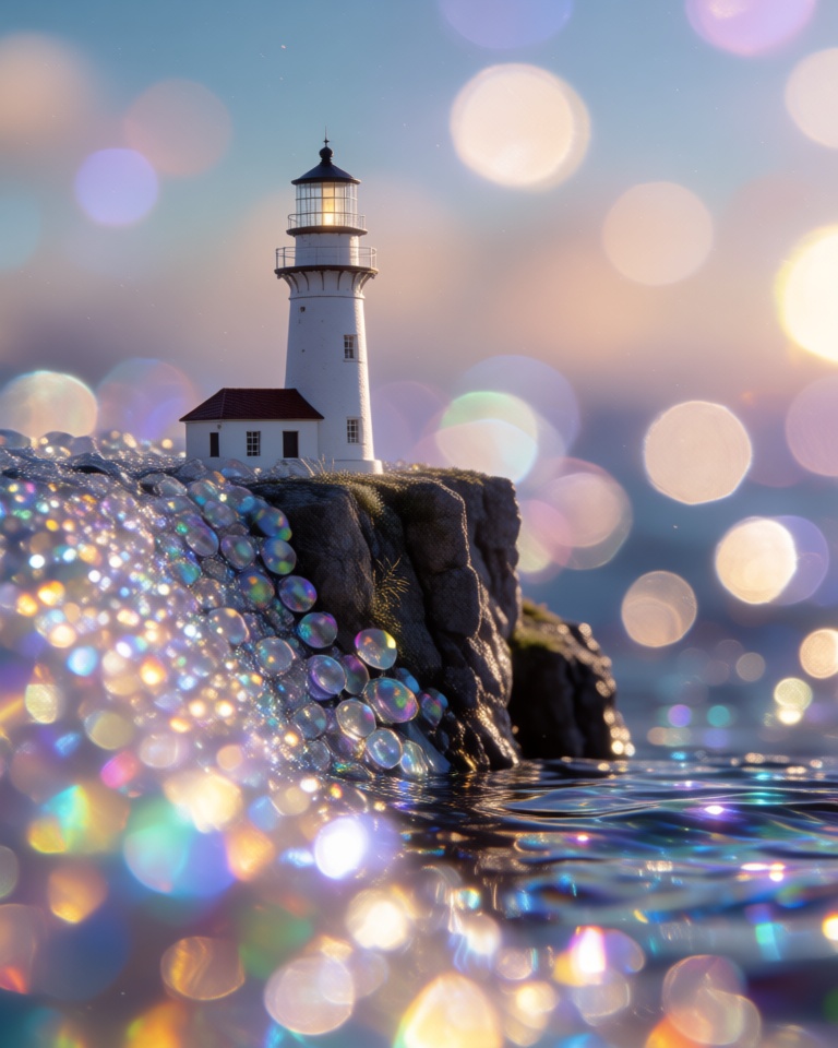 iridescent crystal bokeh style
