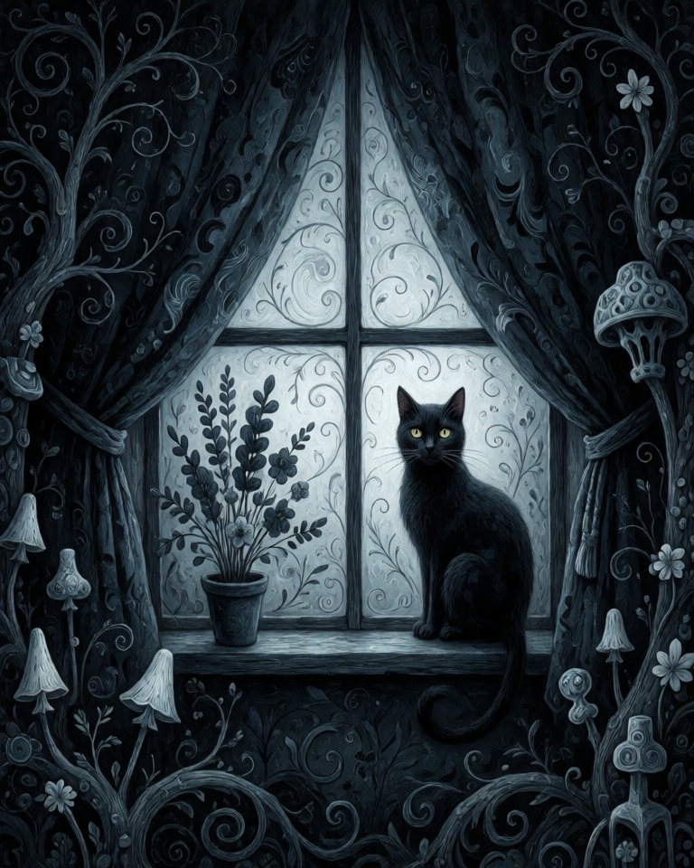 dark swirling gothic whimsy style