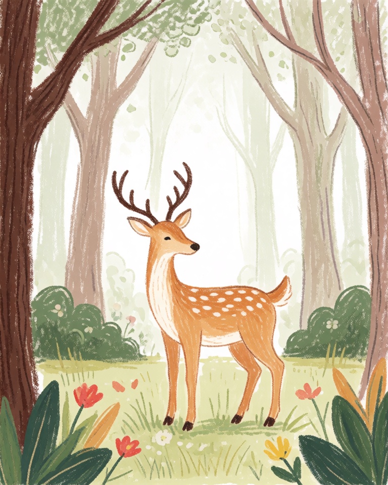 warm crayon storybook style
