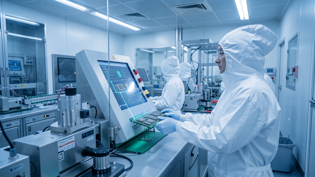 photorealistic AI chip clean room semiconductor manufacturing