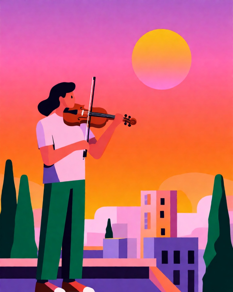 vivid sunset gradient flat style