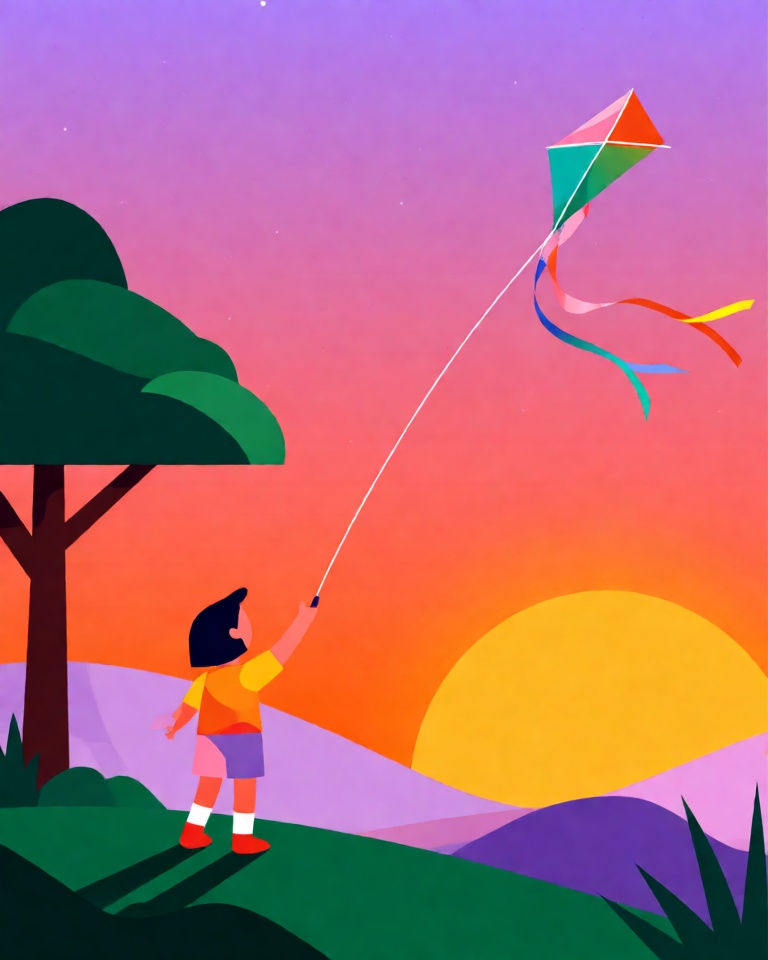 vivid sunset gradient flat style