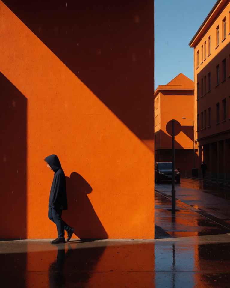 bold orange geometric shadow style