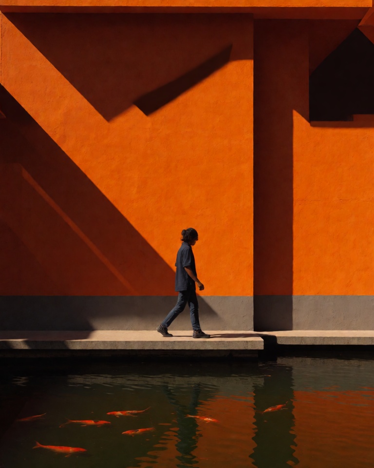 bold orange geometric shadow style
