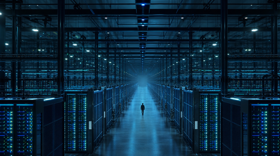 Intérieur d'un immense data center