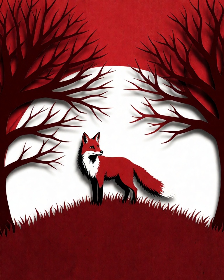 crimson noir papercut style