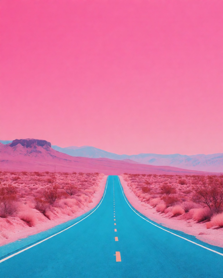 vivid pink cyan surreal style