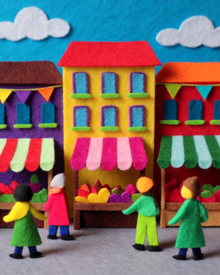 felt craft diorama style