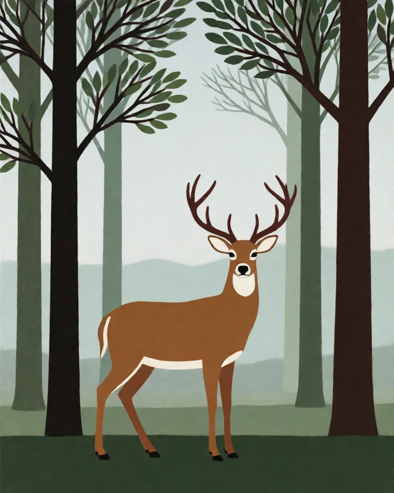 flat bold midcentury folk style