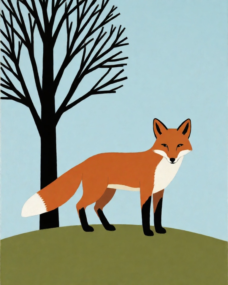flat bold midcentury folk style