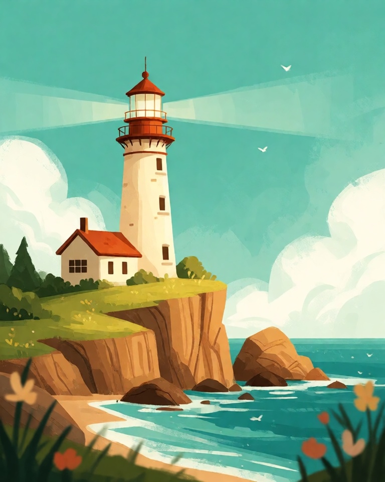 warm teal storybook style