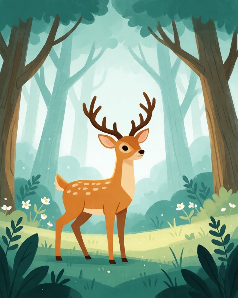 warm teal storybook style
