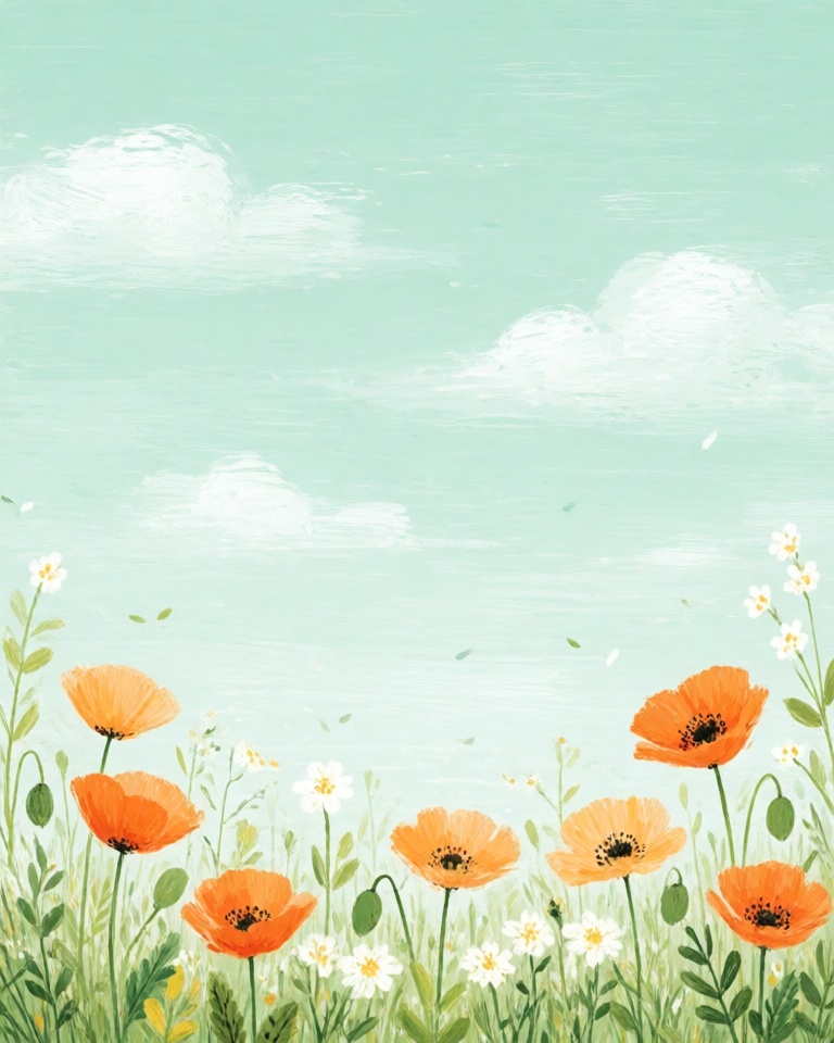 mint gouache storybook style