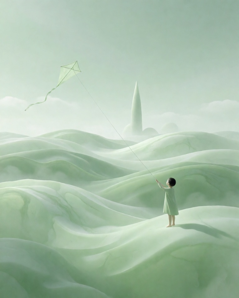 misty jade surreal style