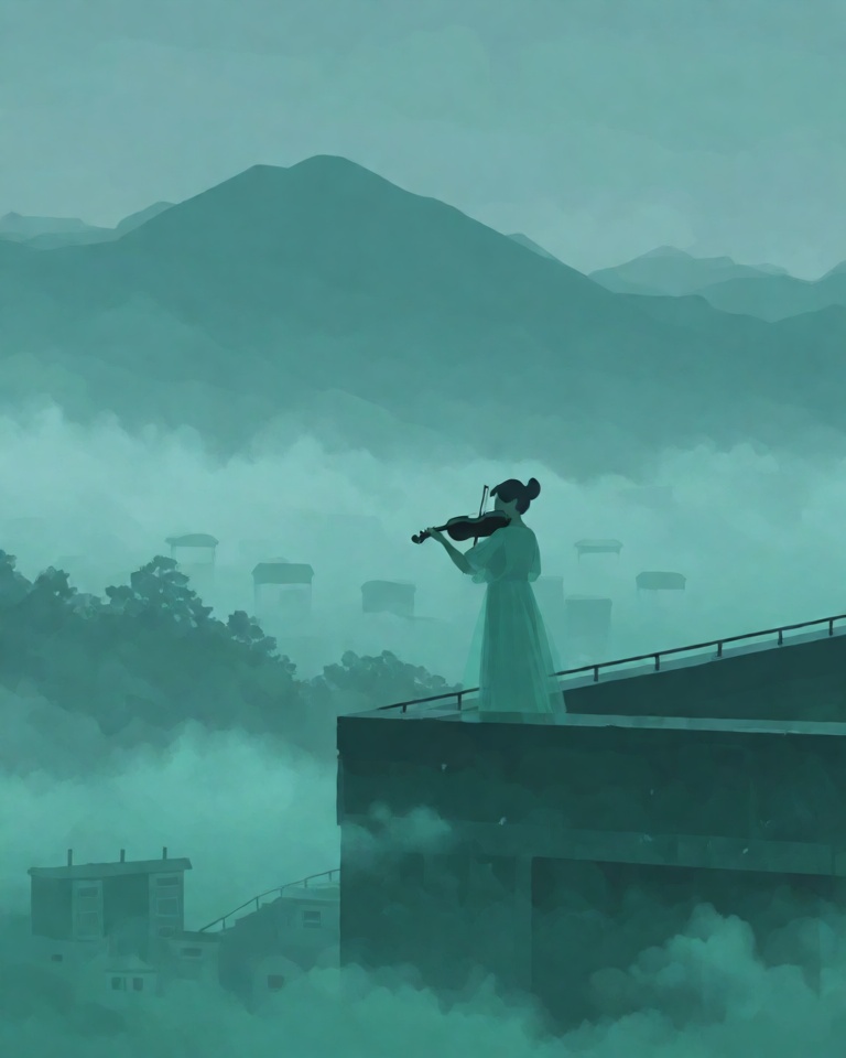 misty teal dreamscape style