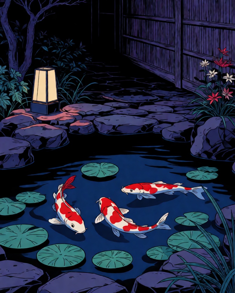 retro japanese noir illustration style