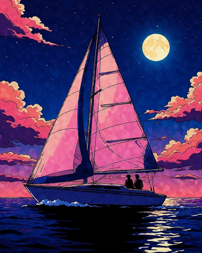 retro anime cel dusk style