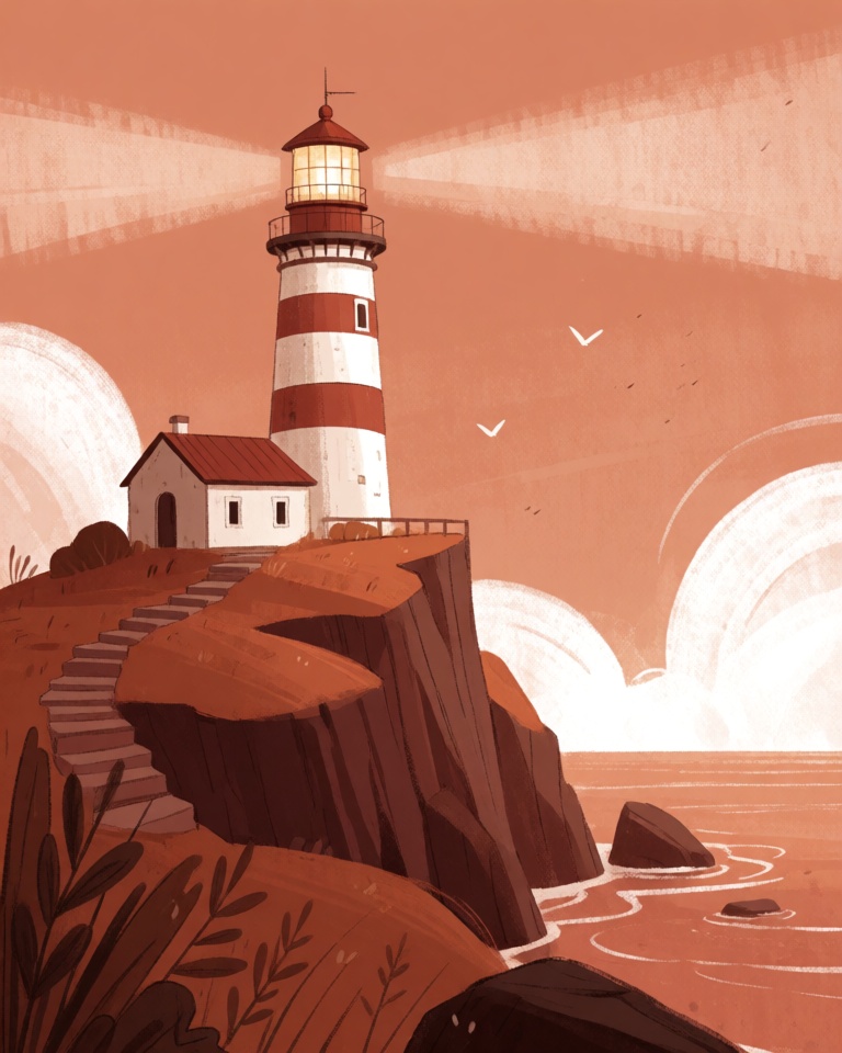 warm terracotta storybook style