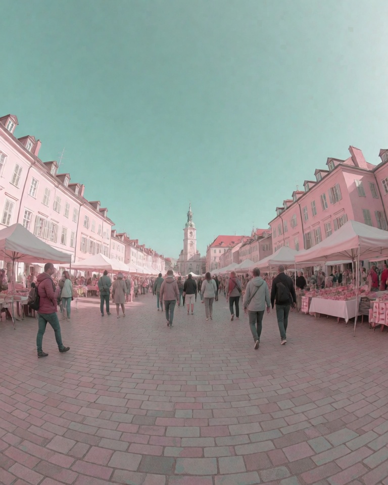 Faded Teal Pink Fisheye