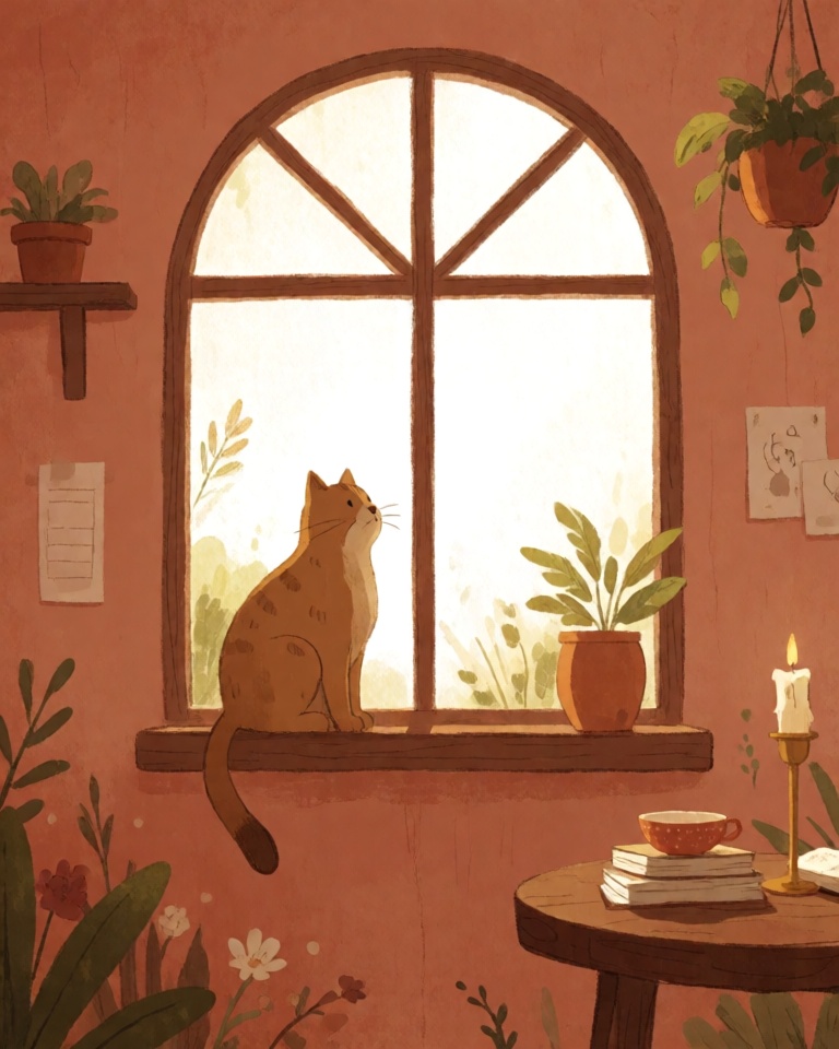 warm terracotta storybook style