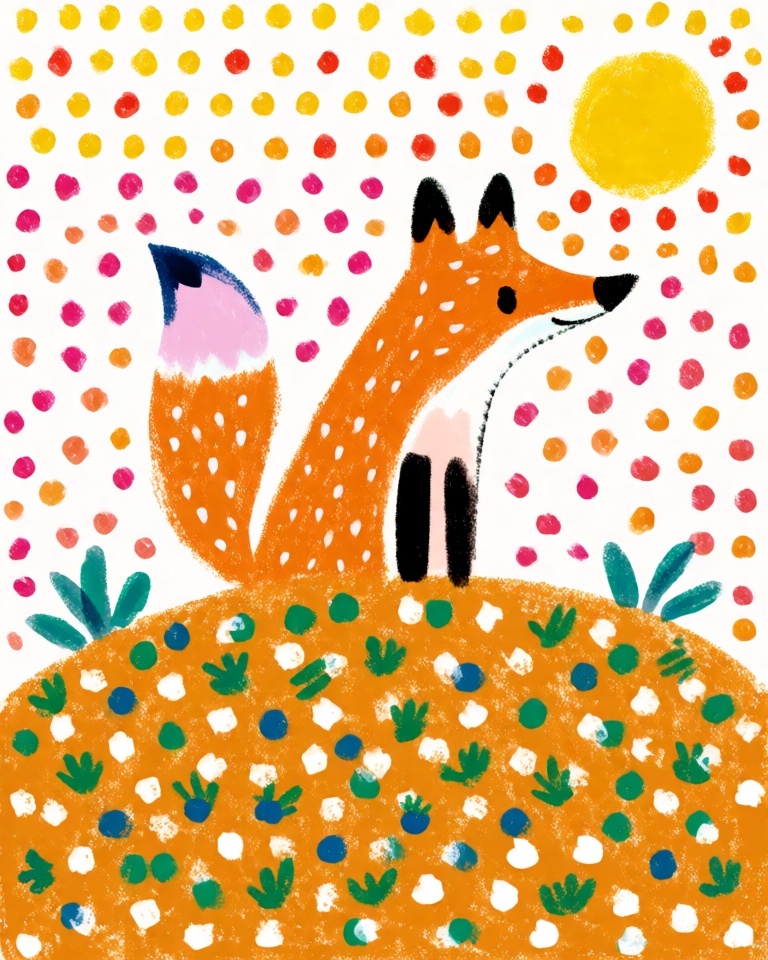 crayon dotted folk style