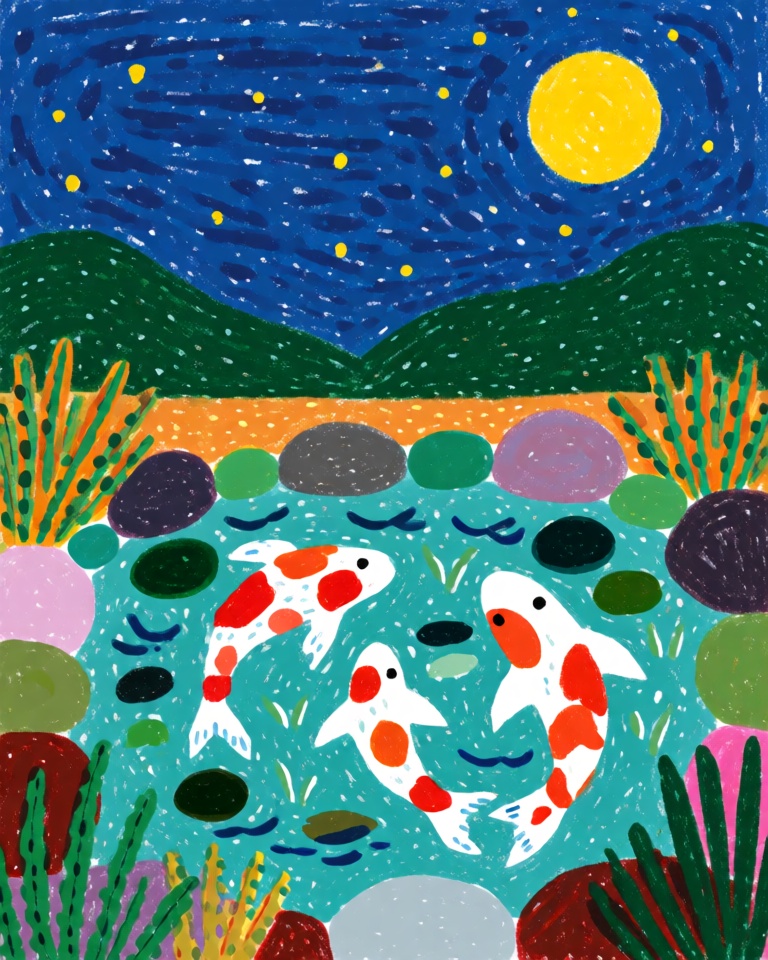 crayon dotted folk style
